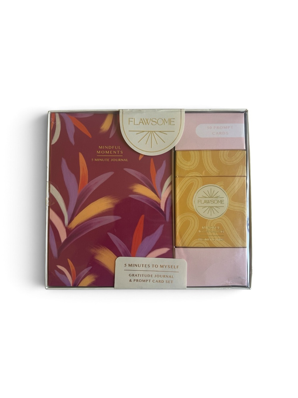 Mindful Moments Gratitude Journal & Prompt Card Set - Plum/Gold